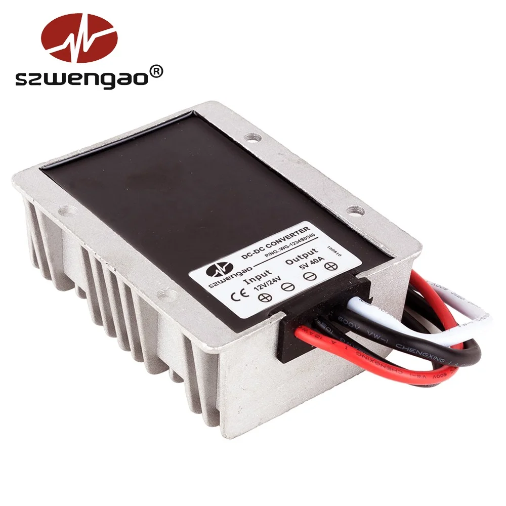 Waterproof Power Converter 12V 24V to 5V 40A 45A 50A DC DC Step Down Power Supply Buck Voltage Regulator for LED Cars