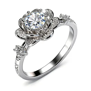 1 Carat D Color VVS 6.5mm Moissanite Diamond Ring Fashion Jewelry Rings Real Solid White Gold Ring Round CLASSIC Women Ring