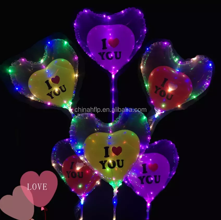 Transparent Led Light Up Strobe Valentine Bobo Balloons For Christmas