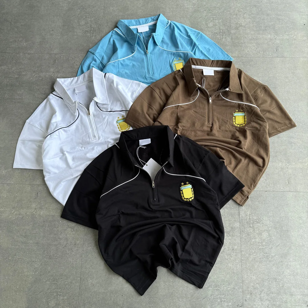 OEM-vervaardiger se aangepaste hoë gehalte-helfte-rits-sportbaadjie vir mans, golfpolo-, rugbysportbaadjie vir mans, aangepaste geborduurde poloshirt