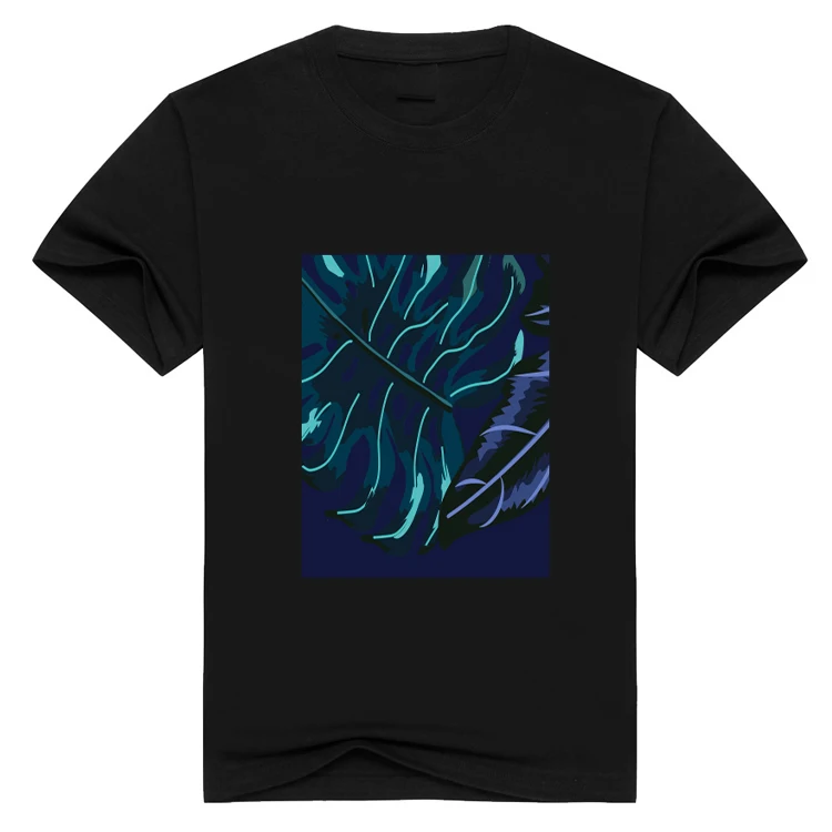 2024 New European and American Large 3D Digital Direct Spray Printed T-shirt Custom Cotton Black T S