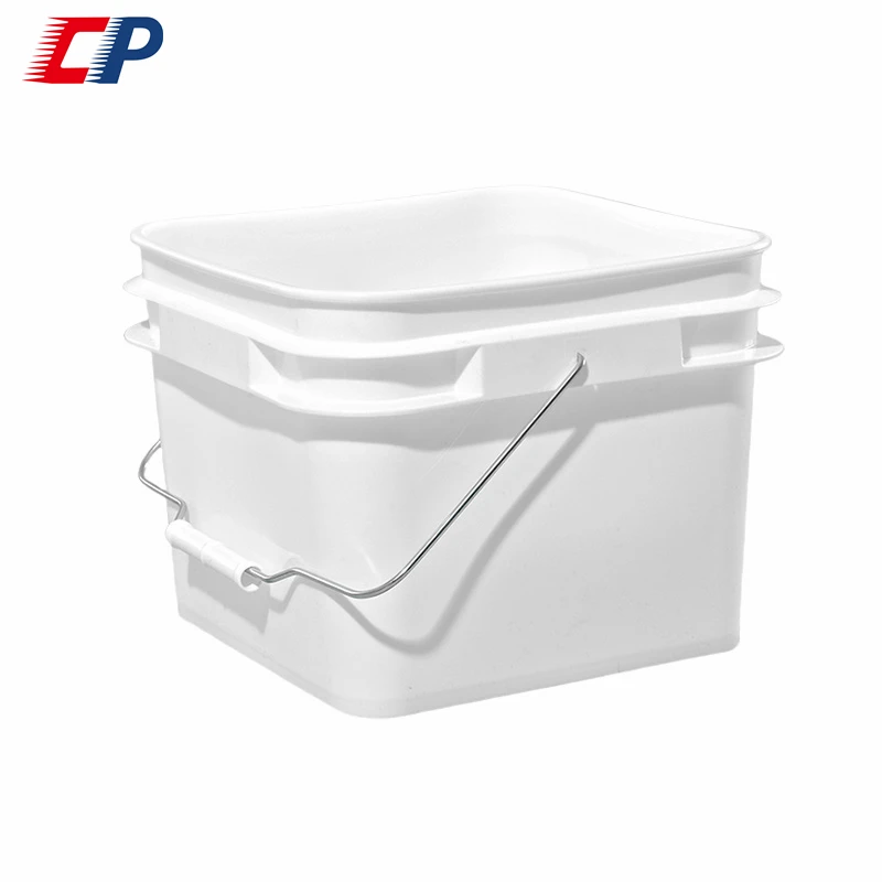 Chemical Resistant Polyethylene Safety Material 3 Gallon Empty square Bucket with Resealable Hinged Lids