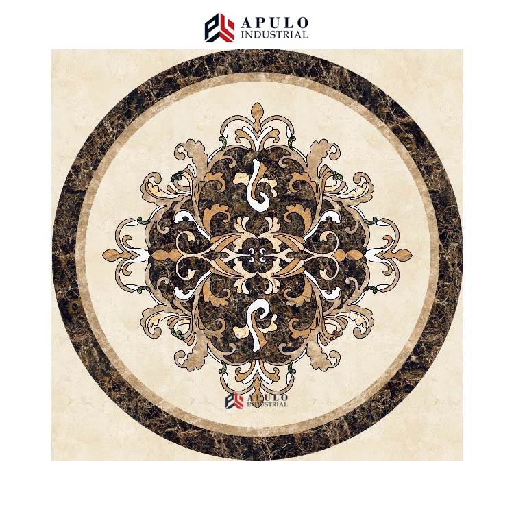 High Quality Polished Stone Mosaic Patterns Waterjet Lobby Flooring Design Marble Flower Water Jet Medallion for Luxury Hotel