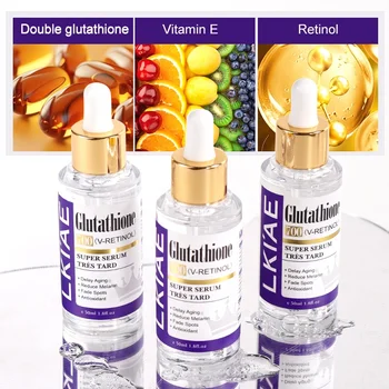 Private Label Glutathione 700 Vitamin E Retinol 50ml Reduce Melanin Corrector Fade Dark Spots Skin Care Whitening Face Serum