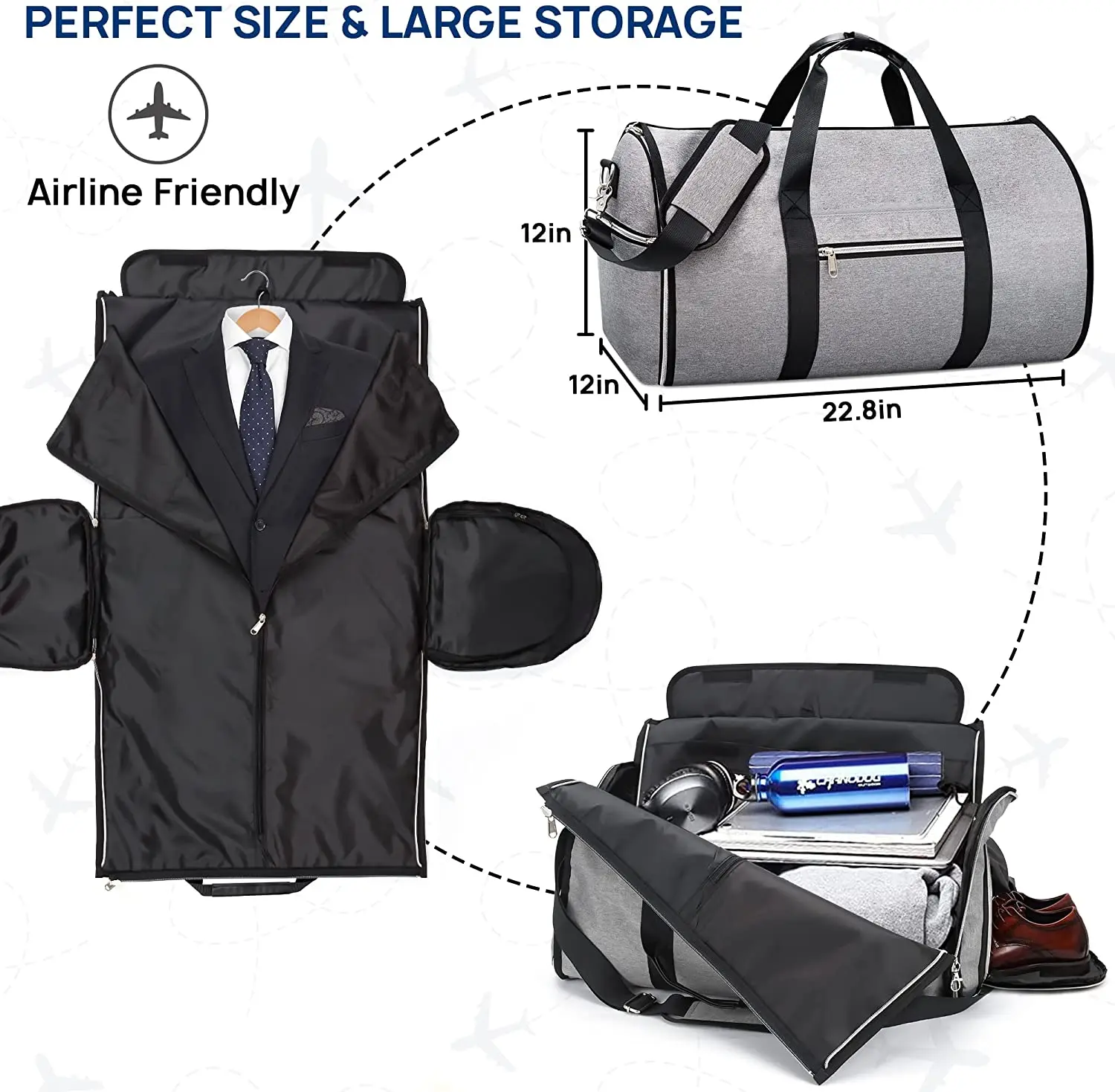 Garment Bags For Travel Convertible Garment Bag Carry On Duffel Bag For Men Women 2 In 1