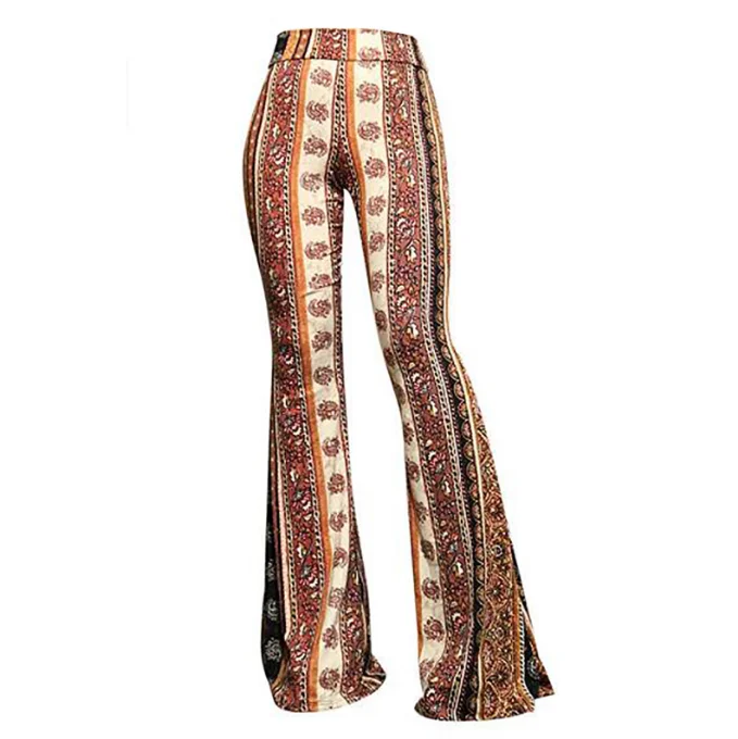 Europe and the United States Ladies Wide Leg Flared Ladies Printed Fashion Personality Pants for Women