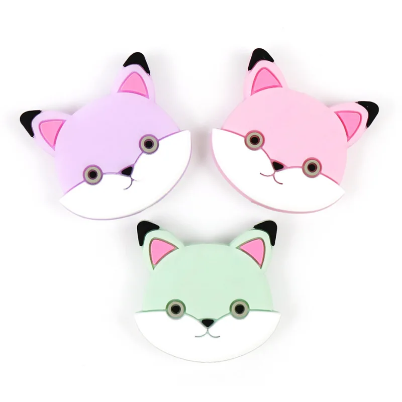 Cute Fox Baby Teether Silicone BPA Free DIY Pacifier Chain Beads Teething Toy 