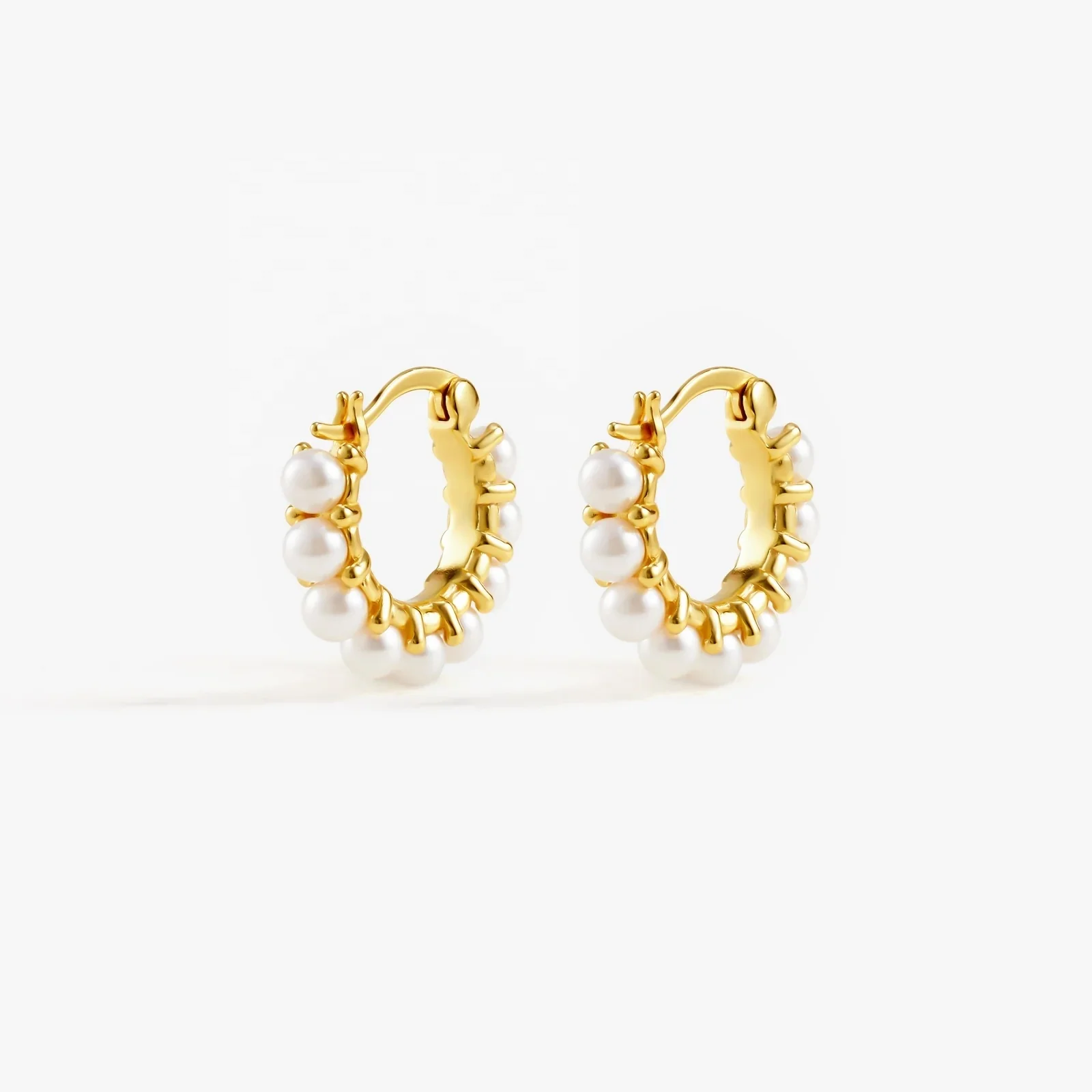 Elegant French Style Pearl Hoop Earrings