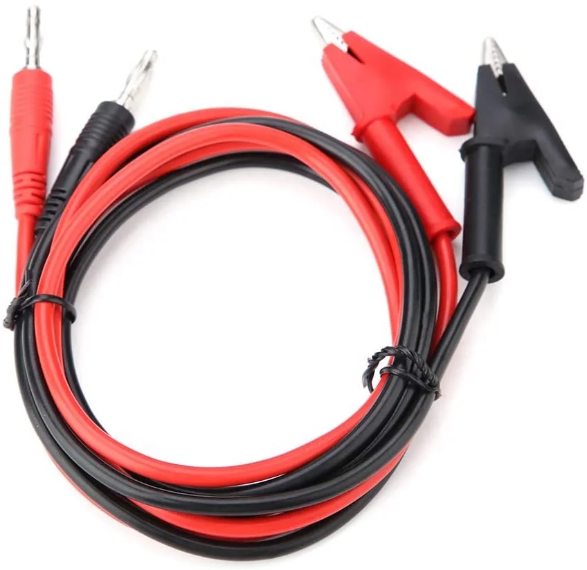 p1042 4mm Banana Plug to 10mm Aligator Clip Adaptor Probe Test Lead Cable 