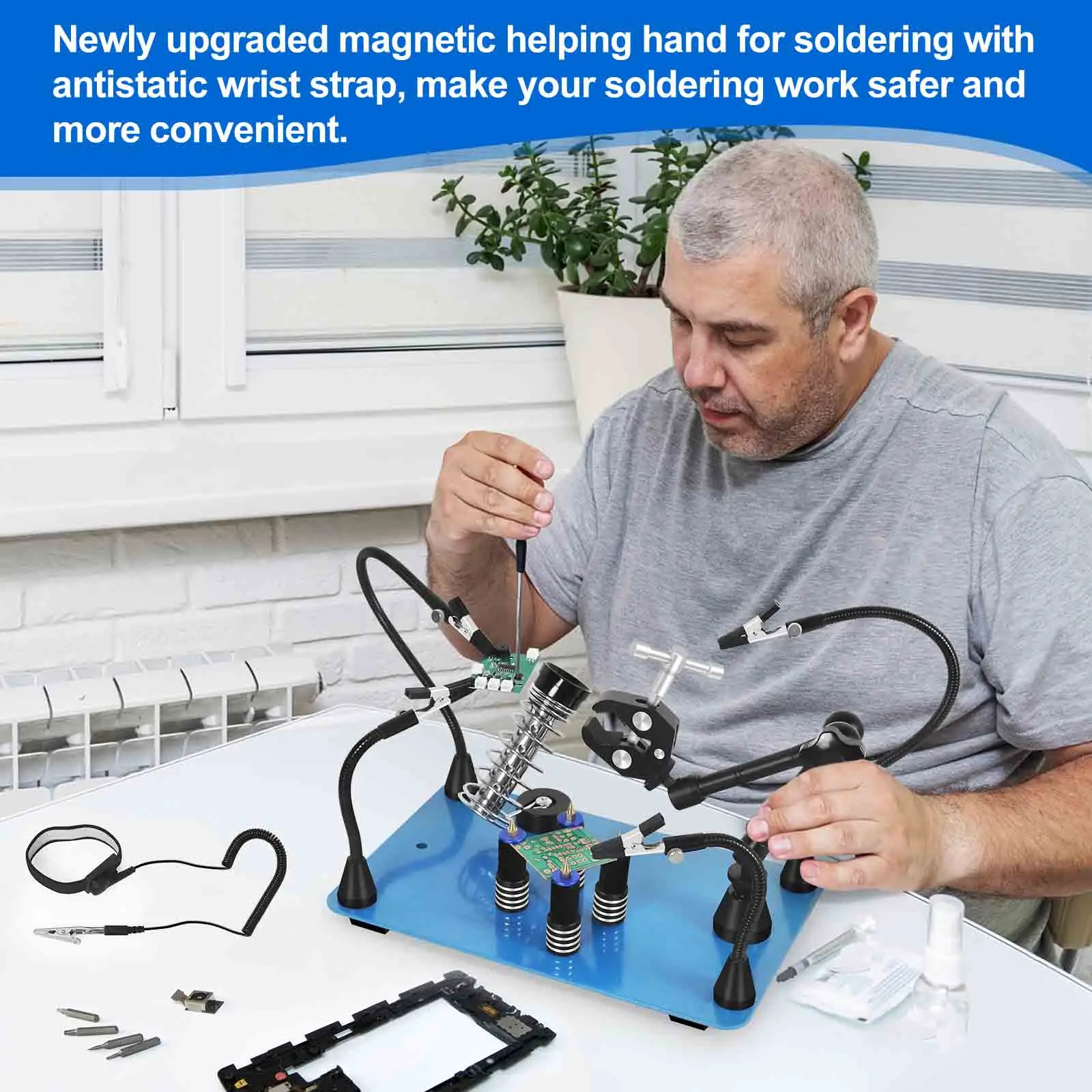 Magnetische helpende hand, soldeerhelpende handen, 4 PCB-zuilen