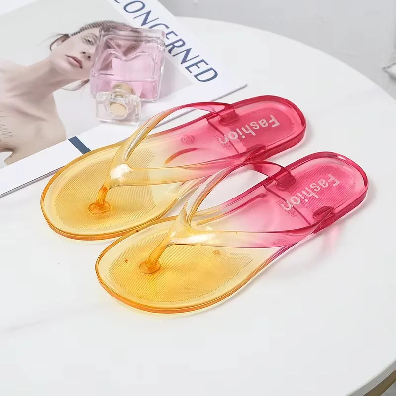 thumbnail: ABSOLUTE FOOTWEAR Dames Jelly Sandalen Slip On - Platte Strand Slippers Voor Zomer En Vakantie - Lichtgewicht En Comfortabel