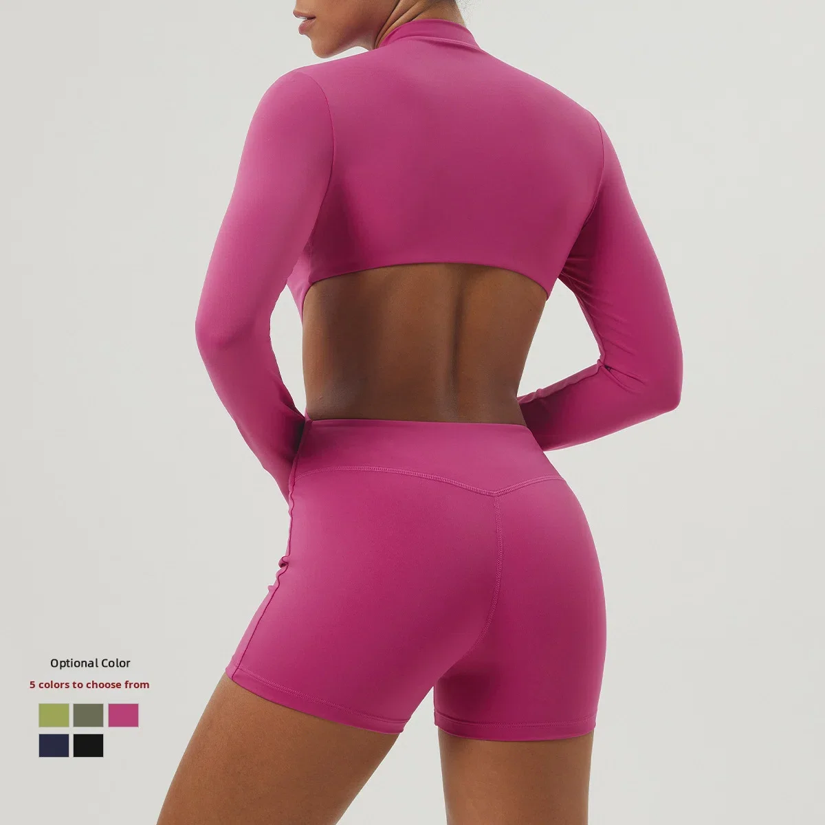 Hollow Waist-Cinching Long Sleeve One-Piece Yoga Jumpsuit European American Style Half-Z preview