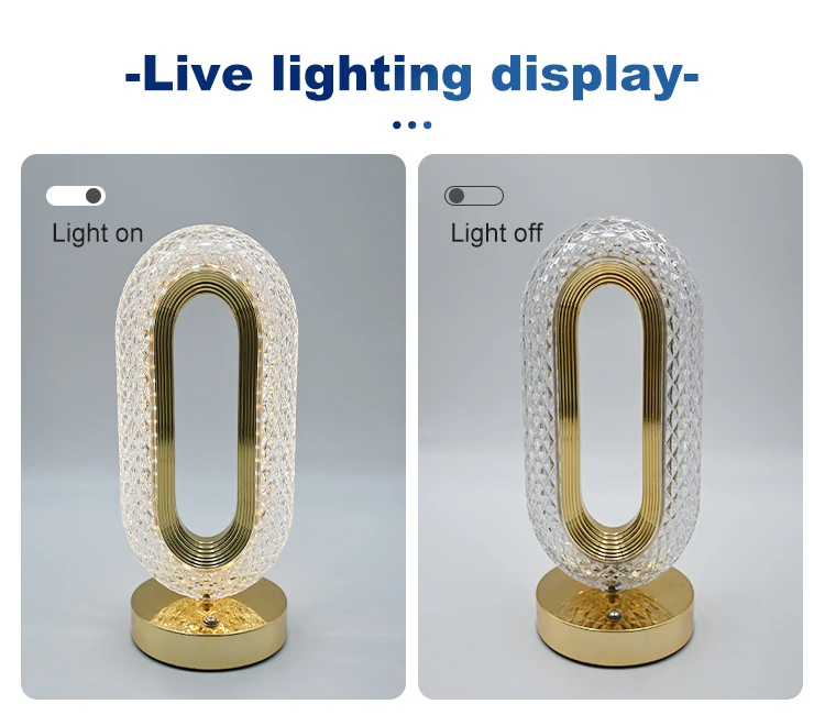 Spot Supply Luxurious Gold Wrought Iron USB Charging Track Shaped Table Lamp LED Transparent Small Desk Lamp