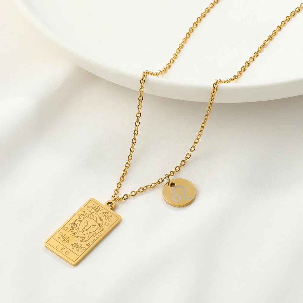 18K Gold Plated Zodiac Pendant Necklaces Trendy Customizable
