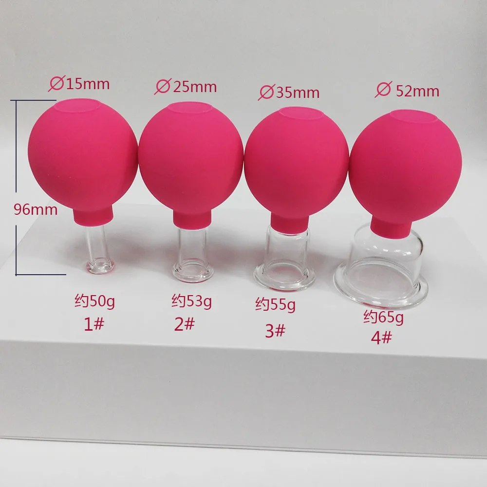 Household Body Hygroscopic Facial Pvc Cupping Ball Glass Cups 4 Pcs ...