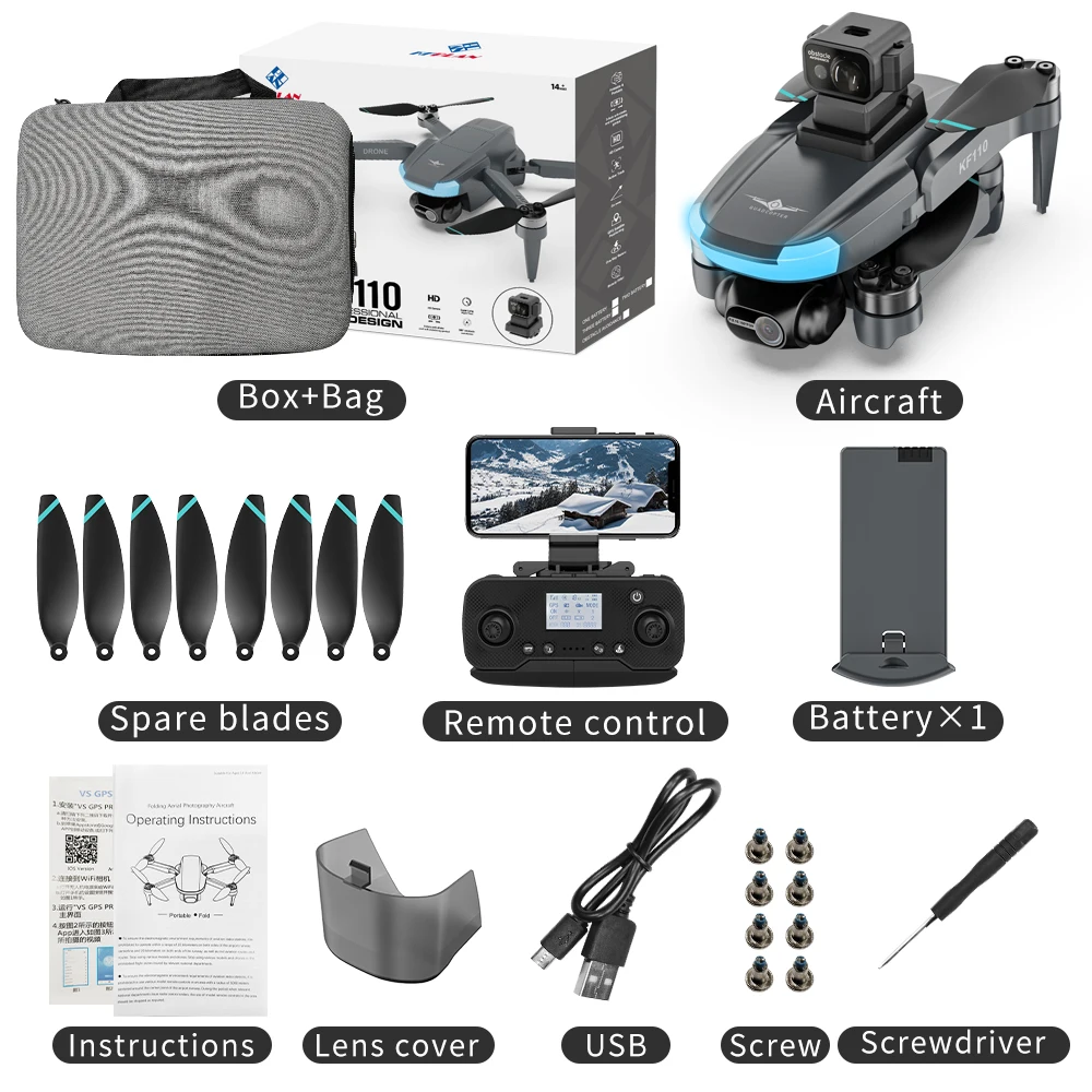 2024 popular KFPLAN KF110 MINI Drone 4K Camera 226g Brushless Motor EIS Obstacle Avoidance Professional Quadcopter Drone