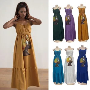 Wholesale New Women Sleeveless Summer Casual Sexy Backless Floral Print Fashion Dress