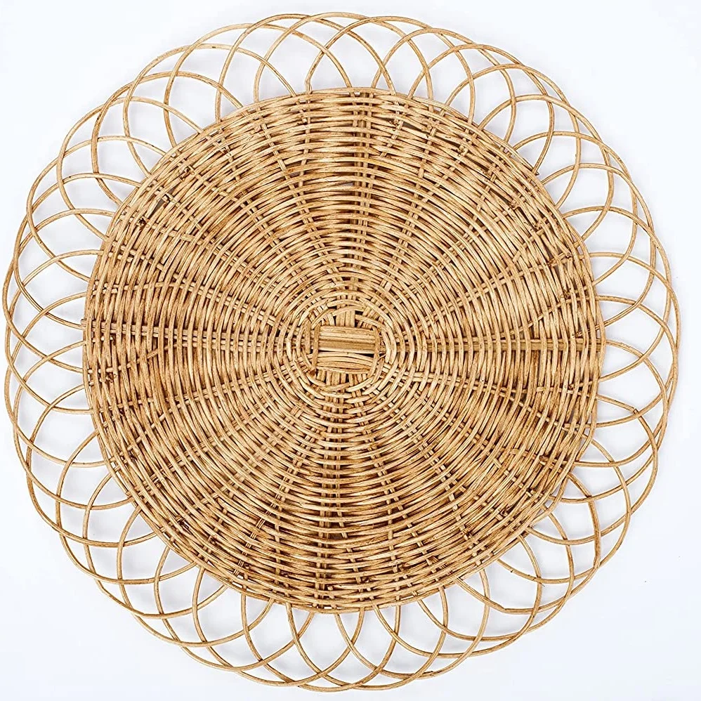 Oem Rattan Mat Wicker Bamboo Decor Coasters Handmade Woven Boho