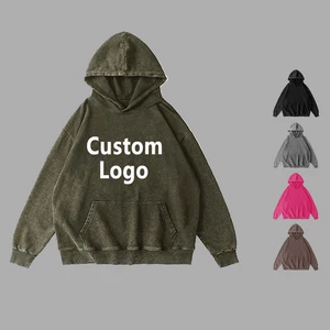 Custom Men's Oversized Acid Wash Hoodie Cropped Hoodies & Sweatshirts Set