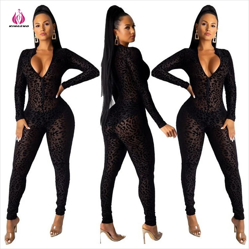 Leopard mesh jumpsuit Clearance