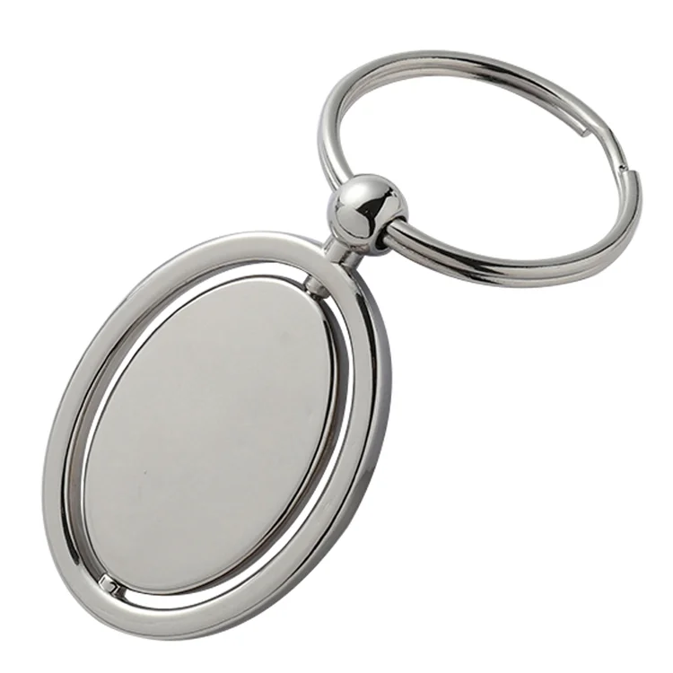 Custom Logo Blank Rotating Metal Round Laser Stainless Steel Blank Spinning Engraving Keychain Keyring Llaveros Al Por Mayor