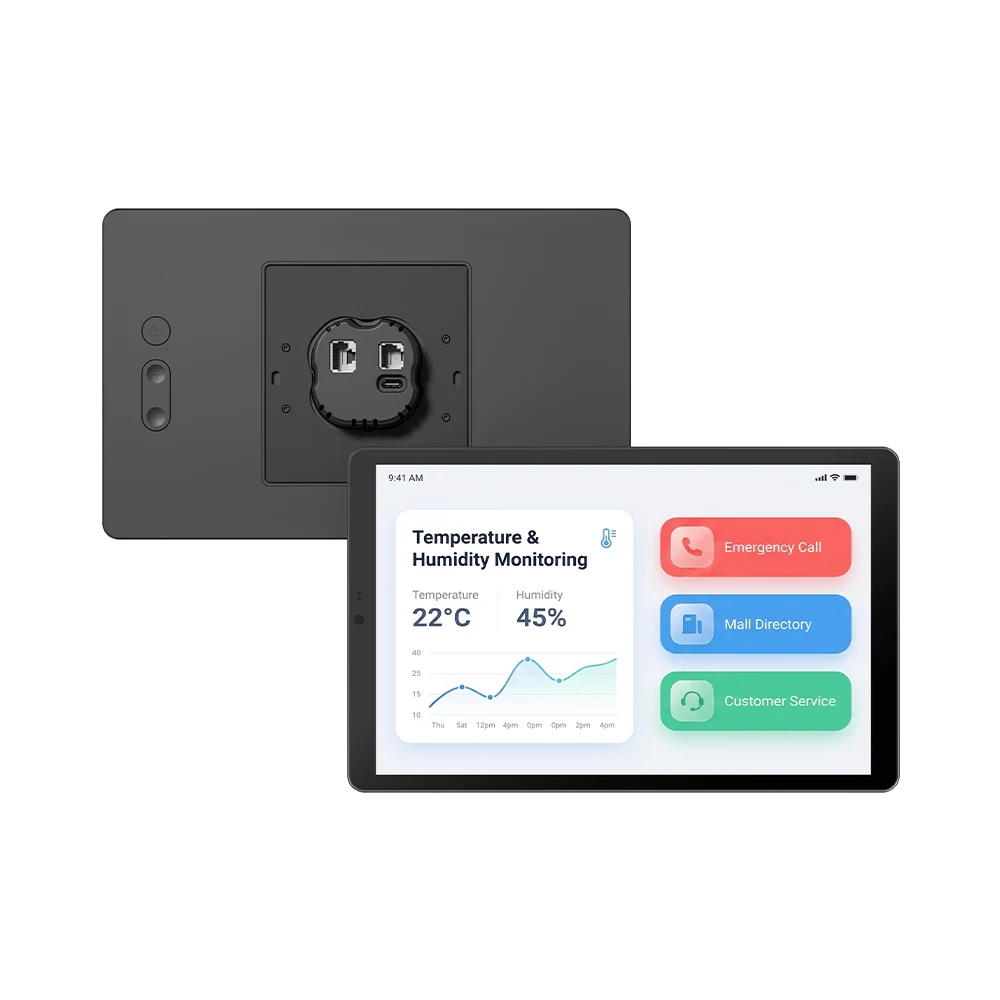 10 英寸安卓壁挂式 POE 平板电脑智能家居触摸控制面板 RS485 WIFI RJ45 NFC Zigbee 数字标牌壁挂面板