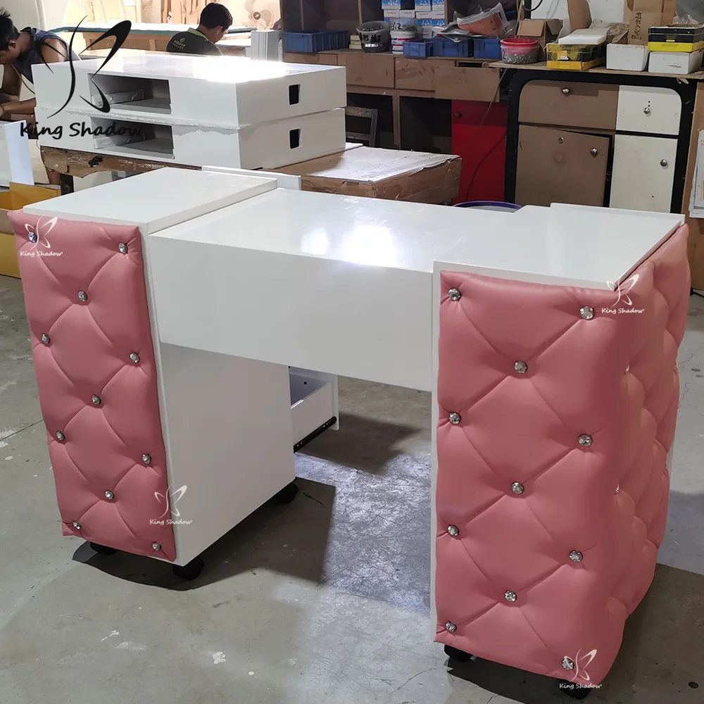 したりでき フレンチモダンスタイルネイルデスク格安ビューティーサロン家具マニキュアテーブルガラストップ付き Buy Beauty