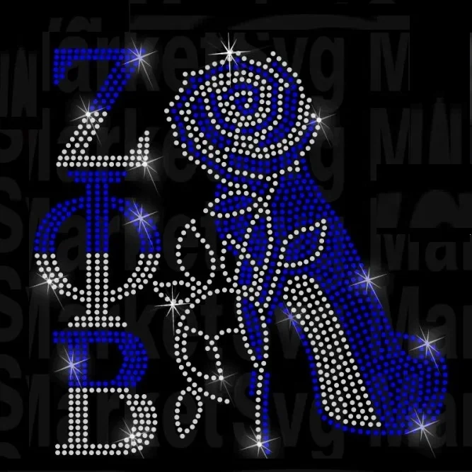 Custom Zeta Phi Beta Sorority High Heel Hot Fix Rhinestone Transfer Motif