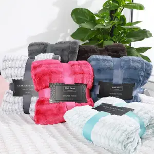 Luxury Double Sided Faux Fur Throw Blanket Soft Fuzzy Fluffy Cozy Blanket Plush Furry Comfy Warm Blanket for Couch Bed Chair