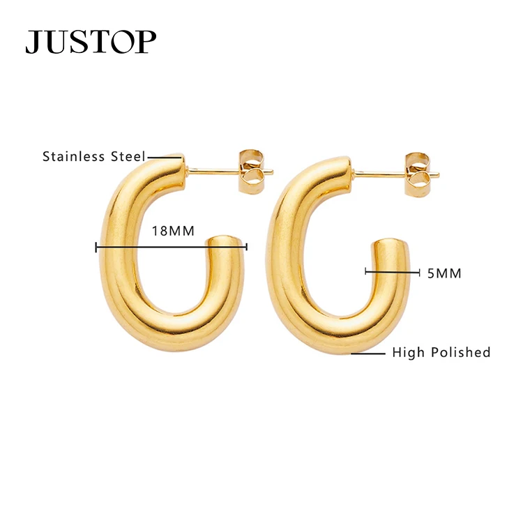 Luxurious Hoop Filled Gold Earrings 18k Gold Plated Hypoallergenic