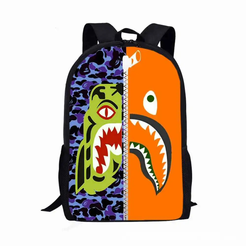 Wholesale King Mcgreen Star Shark Bape stitching cartoon backpack