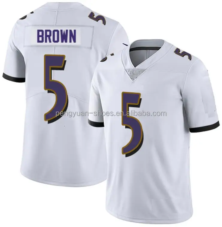 Jersey BaltimoreRavensMen #5 Marquise Brown Lamar Jackson