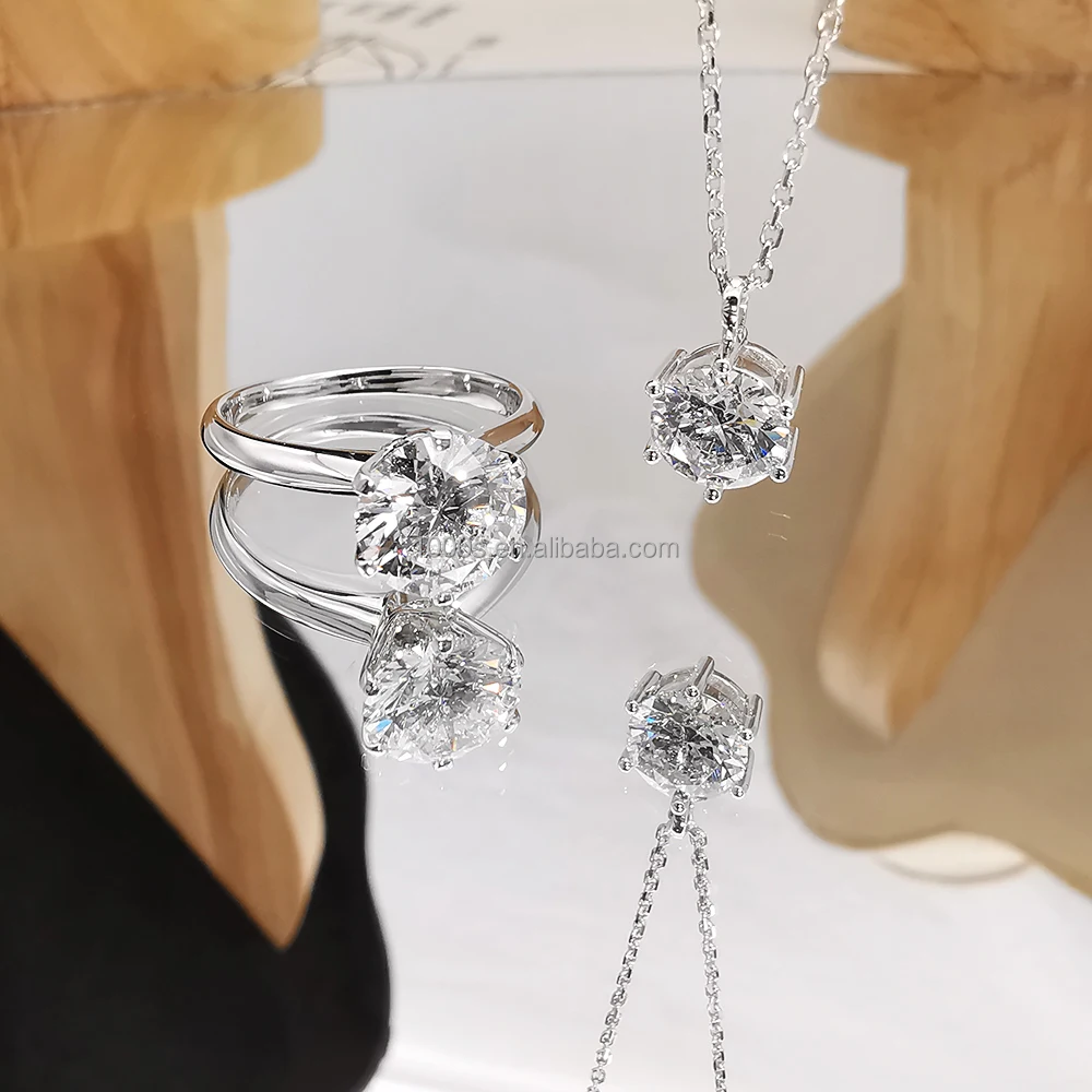 18K White Gold Lab Grown Diamond Pendant Necklace Jewelry