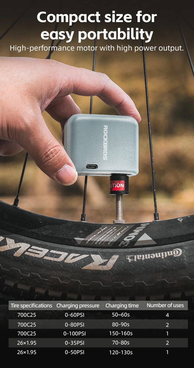 Rockbros New Style Mini Portable Wireless Automatic Pump Bicycle Car