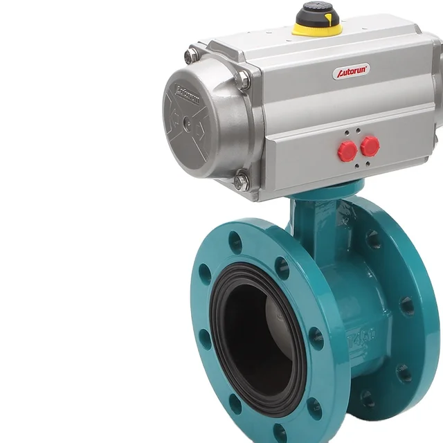 China Valve  AIR Pneumatic  Actuated Flange Butterfly Valve Resilient EPDM PN10 for Water oil gas Application