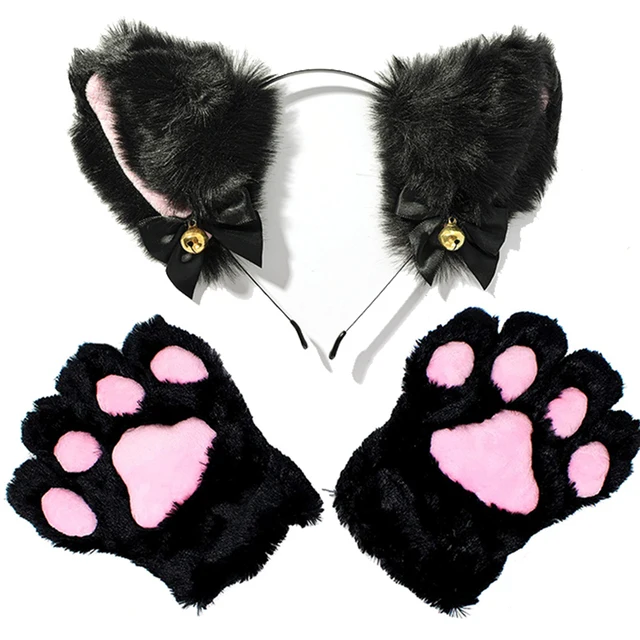 Cat Ears Headband Cute Anime Plush Furry Ear for Halloween Cosplay Party  Soft