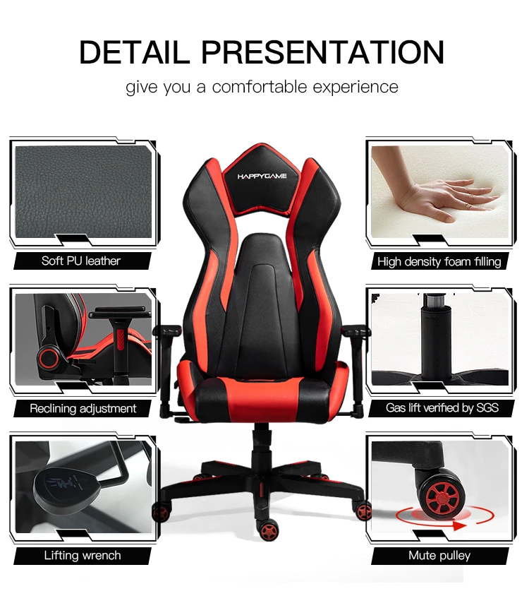 Ergonomic Customize Embroidery Logo Gamer Racing Gaming Chair With ...