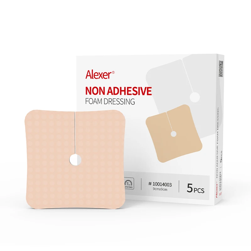 Tracheostomy Foam Dressing Fenestrated Square Non-Adhesive Without ...