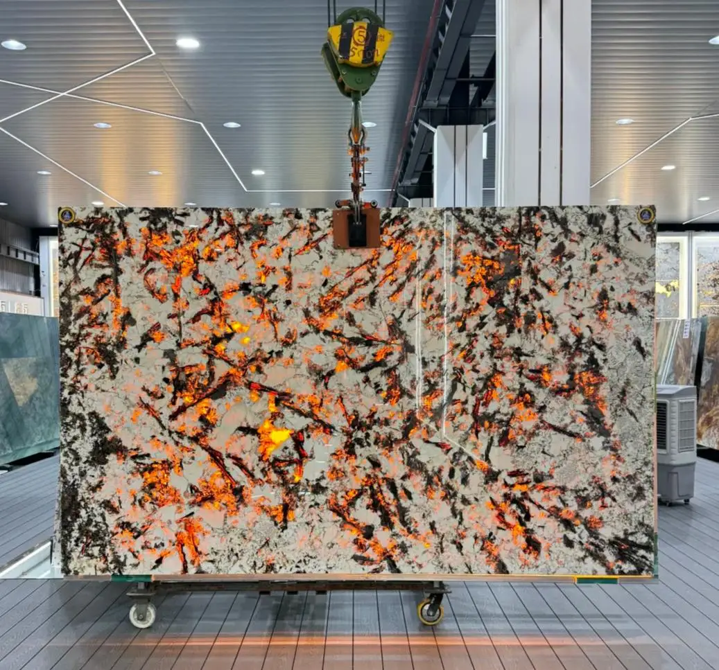 Жогорку сапаттуу Патагония кварцити, жарык өткөрүүчү таш, ички аралдык фондунун кабырга дизайны, современный вилла, жарык өткөрүүчү кварцит