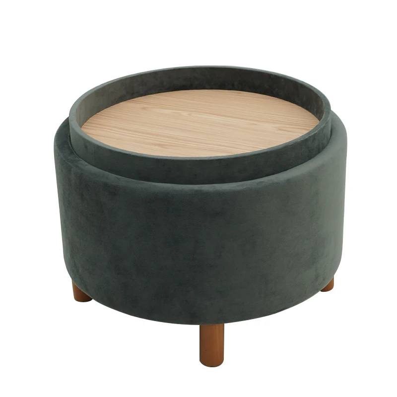 2022 High Quality Wholesale Price Living Room Home Buttons Modern Stool Fabric Storage Floor Pouf Ottoman