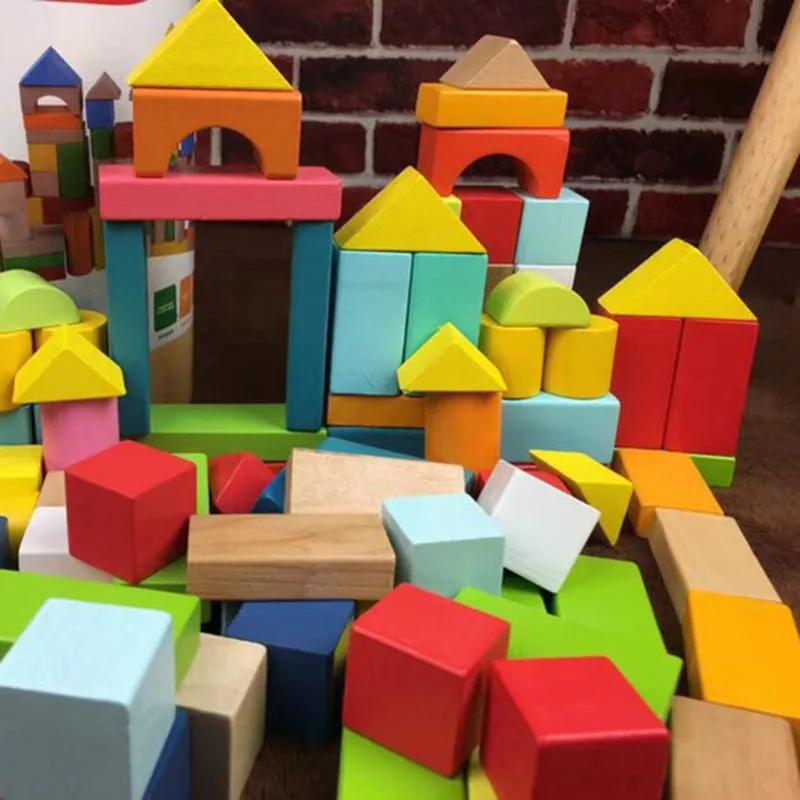 Custom Montessori Wooden Block Toy Kids Educational Toy 100 Pieces DIY ...