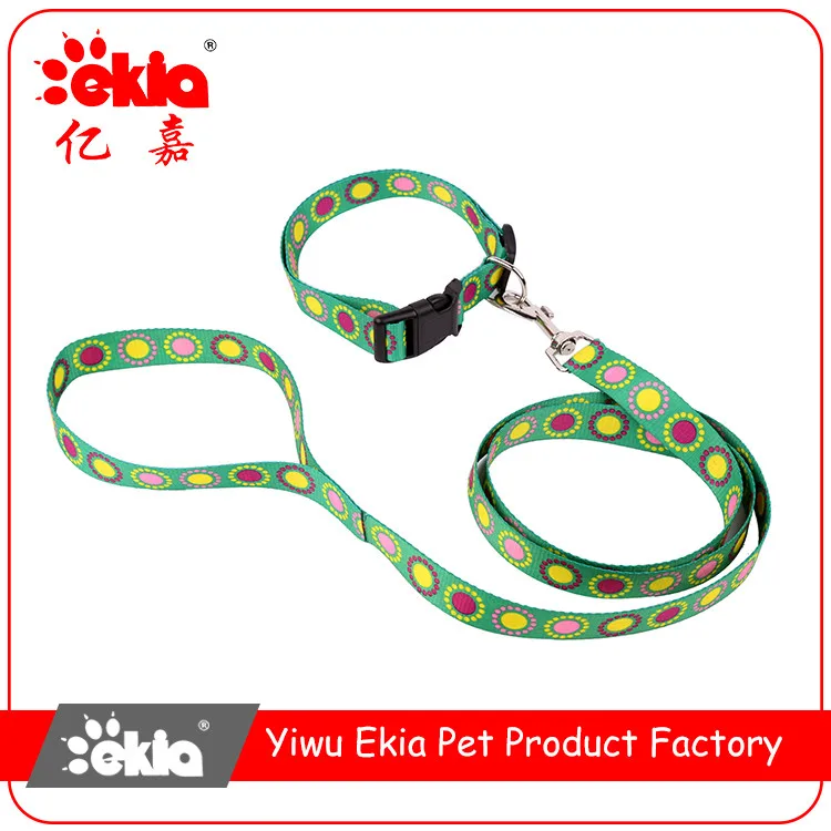 wholesale nylon best selling Printing no pull dog leash and collar