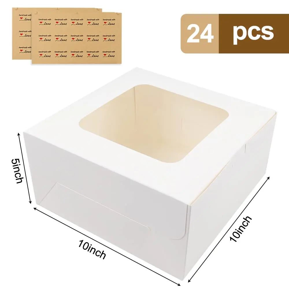ENJOYLEX 10x10x5 Cake Box, 5 Sets White Cake Box With Window Uff06 5 Sets