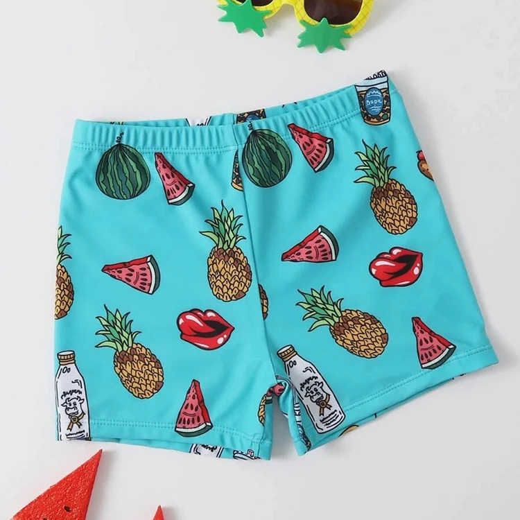 Printing Fruit And Vegetable Swim Trunk 130-160cm High Stretch Boho Hawaiian Swimmers Swimming Shorts Boys supplier