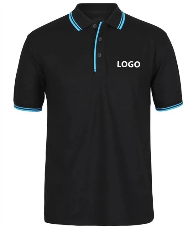 Men's Breathable Solid Pattern Knitted Golf for Shirt with Stripe Collar Pocket Short Sleeve Polyester/Cotton
