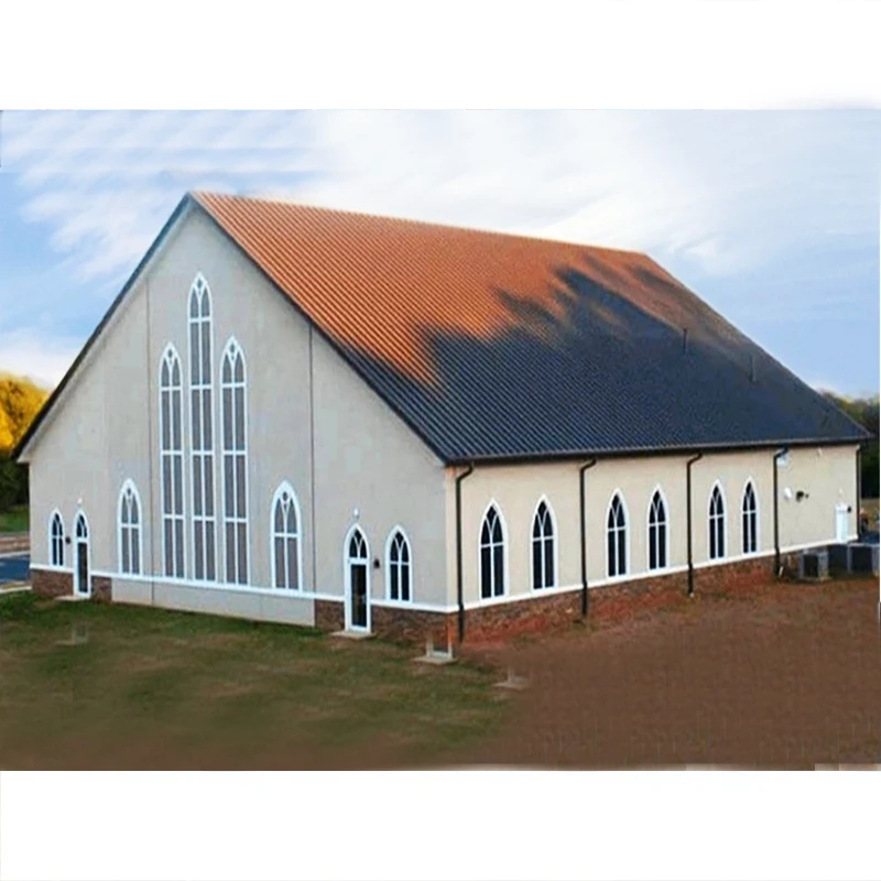 Low Cost Modular Prefabricated Church Building Light Metal Structural Steel Construction Welding Cutting for Catholic Community