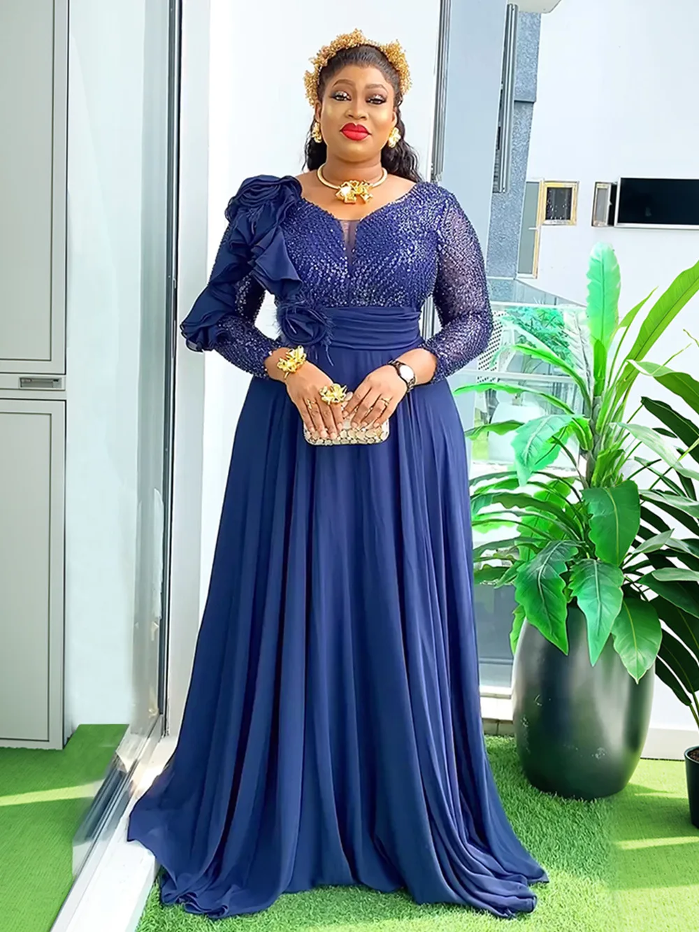 long wedding party dresses A Line Elegant Mother of the Bride Dress Formal Gown Luxury Evening Dress Wedding Guest Dress Chiffon V Neck 3/4 Length Sleeve Floor Length with Floral 2024 Dark this sophisticated dress will be your partner BTFBM Womens Mock Neck Satin