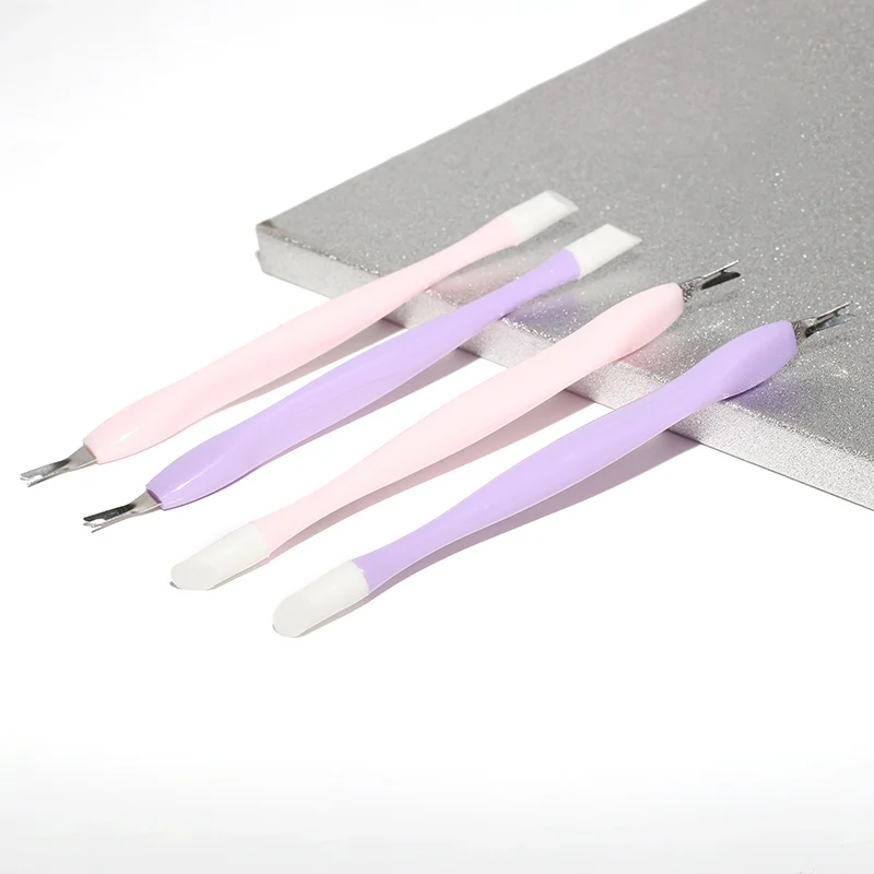 Professional Nail Tool Cuticle Pusher Nail Fork Remove Dead Skin Nail Cuticle Pusher With Plastic Handle