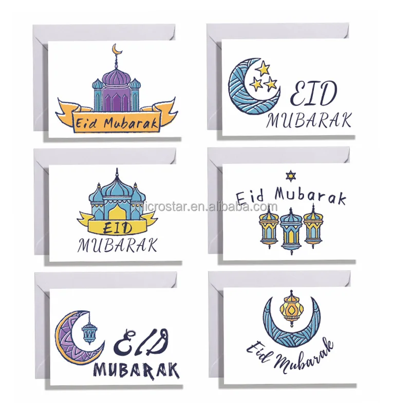 Eid Mubarak Gift Card Gift Mini Eid Greeting Cards Blank Muslim Moon