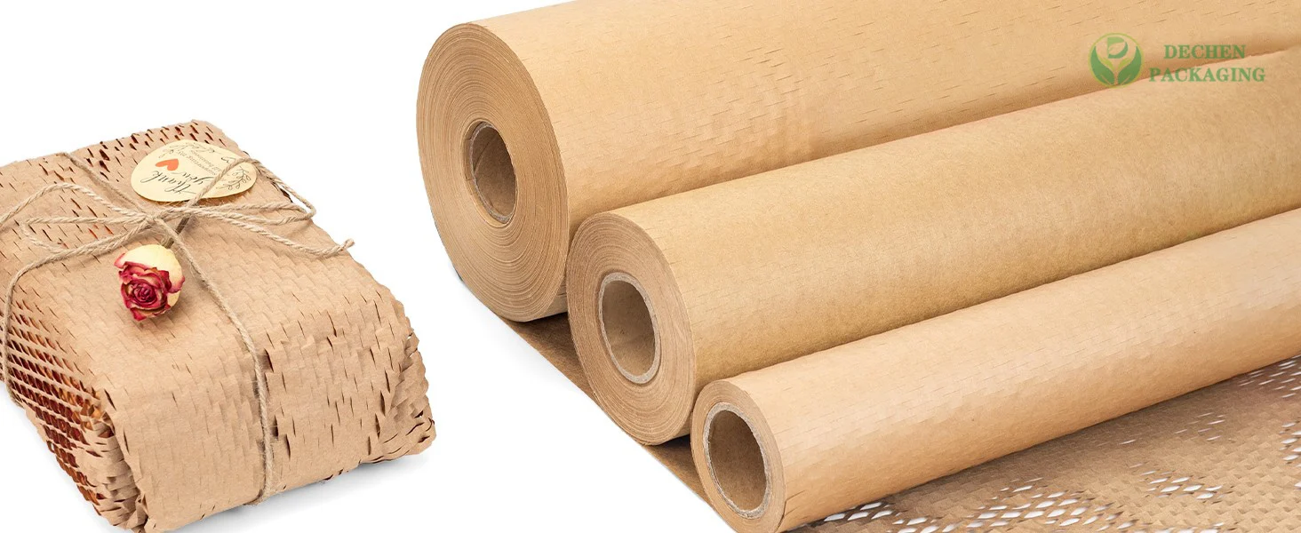 Papel de regalo de flores de panal, Material de amortiguación protectora, papel de embalaje de burbujas Kraft, colores blancos reciclables